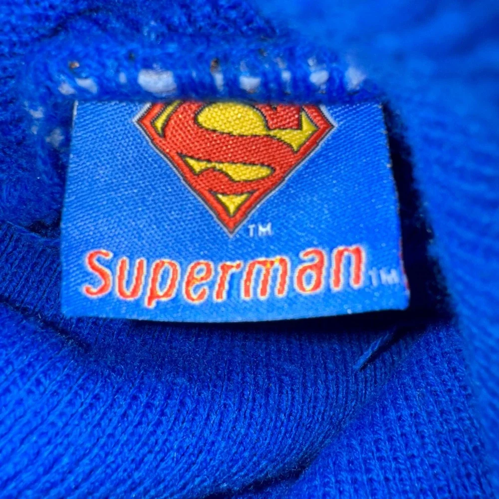 Superman Pom‎ Beanie Embroidered Logo DC Comics Blue White Striped Hat